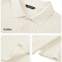 JMIERR Mens Casual Polo Shirt Summer Short Sleeve Vacation Button Beach Knit Stretchy Golf Shirts - Image 5
