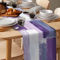 Table Runner Abstract Purple White Gray Modern Table Runners Kitchen Dining Table Decoration for Home Farmhouse Party Decor 13"x72" - Image 3
