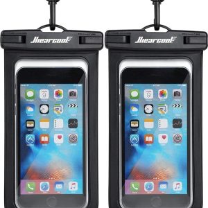 Hiearcool Waterproof Phone Pouch, Universal Case Compatible for iPhone 16 15 14 13 Pro Max Plus Up to 8.3", IPX8 Beach Travel Essentials-Black-2 Pack