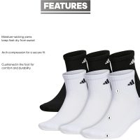 adidas Men's Socks, Athletic Cushioned Quarter 6-Pack, Ankle Fit with Arch Support - Image 2