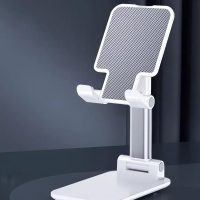 Table Cell Phone Stand, Fully Forldable Desk Mobile Phone Holder Stand, Angle Height Adjustable Desktop Tablet Holder for iPhone15 14 13 12 11 Pro XS Max XR 8 7 6S Plus, S20+Note10, Tablets, White - Image 2