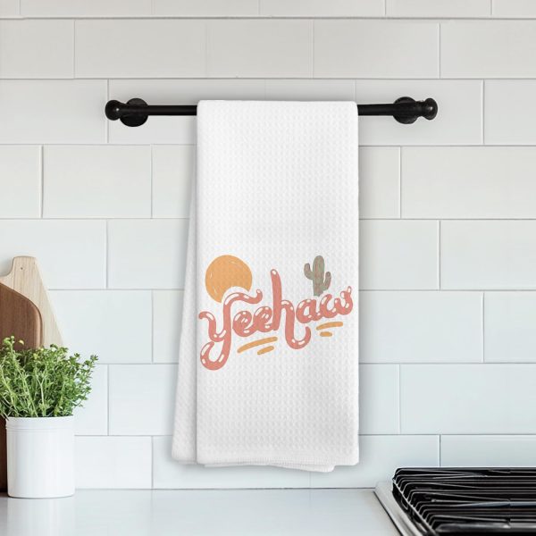 Pink Western Yeehaw Kitchen Towels, Wild West Country Desert Landscape Dish Hand Tea Towels for Kitchen Bathroom, Western Bathroom Decor, 16x24 Inch