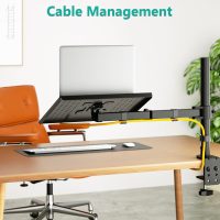 WALI Laptop Tray Desk Mount for 17inch Notebook, Fully Adjustable Laptop Arm up to 22lbs, Monitor Mount with Vented Cooling Platform Stand (M00LP), Black - Image 4