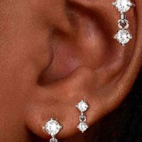 Silver Earrings for Women Flat Back Earrings Hypoallergenic Earrings for Women Surgical Steel Earrings Small Hoop Earrings for Women Silver Cartilage Earring Helix Jewelry Second Hole Earrings Set - Image 3