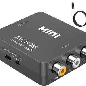 ABLEWE RCA to HDMI,AV to HDMI Converter, 1080P Mini RCA Composite CVBS Video Audio Converter Adapter Supporting PAL/NTSC for TV/PC/ PS3/ STB/Xbox VHS/VCR/Blue-Ray DVD Players, Grey