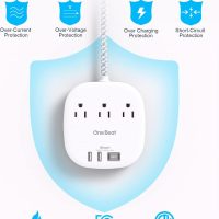 Flat Plug Power Strip, 5ft Ultra Flat Extension Cord - 3 Outlets 4 USB Ports (2 USB C) 22.5W/4.5A Desktop Charging Station, No Surge Protection for Cruise Ship, Dorm Room Travel Essentials - Image 7