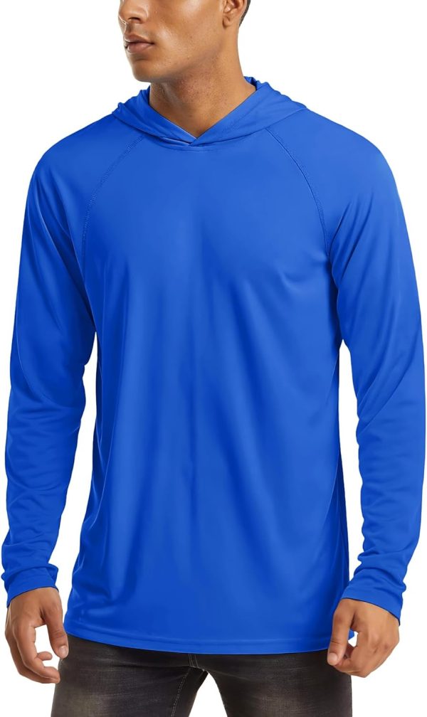 MAGCOMSEN Men's Hooded UPF 50+ Sun Protection T Shirts Long Sleeve Athletic Fishing Shirts Rash Guards