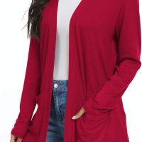 Womens Casual Lightweight with Pocketes Long Sleeve Open Front Cardigan - Image 4