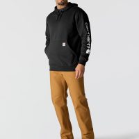 Carhartt Men's Midweight Signature Sleeve Logo Hooded Sweatshirt - Image 7