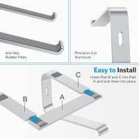 OMOTON Laptop Stand, Detachable Laptop Mount, Aluminum Laptop Holder Stand for Desk, Compatible with MacBook Air/Pro, Dell, HP, Lenovo and All Laptops (11-16 inch), Silver - Image 5