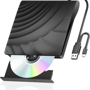 External Blu Ray Drive, 3D Portable Bluray Drives, USB 3.0 Type-C External Blueray/DVD Drive for Pc Desktop, CD DVD Burner and BD Reader for MacBook Laptop Compatible with Mac OS Windows XP/7/8/10/11