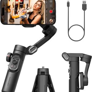 Phone Gimbal Stabilizer 3-Axis Smartphone Foldable Handheld Gimbal for iPhone with Focus Wheel TikTok YouTube Vlog Stabilizer for iPhone16 15 14 13 12 Pro Max Android-Smart XE