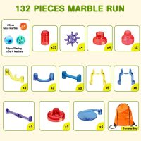 Meland Marble Run - 132Pcs Marble Maze Game Building Toy for Kid, Marble Track Race Set & STEM Learning Toys for Boy Girl Age 3 4 5 6 7 8 9+ (102 Translucent Marbulous Pcs & 30 Glass Marbles) - Image 2