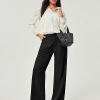 Ewedoos Wide Leg Pants Woman Stretchy Work Dress Pants Women Pull on Business Casual Slacks Trousers Fall Outfits 26"/28" - Image 5