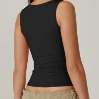 QINSEN Women's Square Neck Sleeveless Double-Layer Tank Tops Basic Tight T Shirts - Image 6