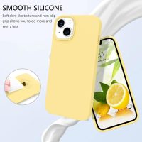 GUAGUA Compatible with iPhone 13 Case 6.1 Inch Liquid Silicone Soft Gel Rubber Slim Thin Microfiber Lining Cushion Texture Cover Shockproof Protective Phone Case for iPhone 13, Yellow - Image 2