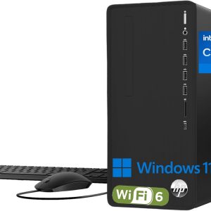 HP Pavilion Tower Desktop Computer, Intel 8-Core i7-10700F up to 4.8GHz, 32GB DDR4 RAM, 1TB PCIe SSD, GeForce GT 610 2GB, WiFi 6, Bluetooth, RJ-45, Type-C, KB & Mouse, Black, Windows 11 Pro, Tichang