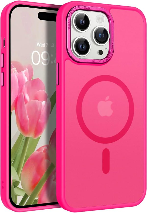 BENTOBEN Magnetic for iPhone 13 Pro Case [Compatible with Magsafe] Translucent Matte 13 Pro Phone Case Slim Thin Shockproof Women Men Girls Boys Protective Cover Cases for iPhone 13 Pro 6.1", Hot Pink