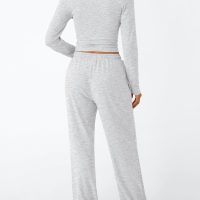 Trendy Queen Women's 2 Piece Matching Lounge Set Long Sleeve Slightly Crop Top Wide Leg Pants Casual Sweatsuit - Image 4