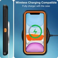 for iPhone 11 Case, with Built in Screen Protector Heavy Duty Drop Protection, Full Body Rugged Shockproof Dust Proof 3- Layer Tough Protective Phone Cover for Apple iPhone 11 Black/Orange - Image 6