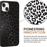2 Pack Cute Cheetah Print for Apple iPhone 13/14 6.1" Phone Case,Luxury Leopard Pattern Design Cases Soft Silicone Slim TPU Shockproof Protective Bumper Cover for Women Girls-Black & White - Image 4