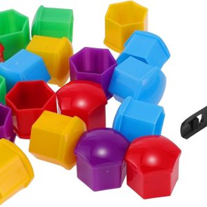 20 Pcs Wheel Lug Nut Bolt with Clip Rims Tire Nut Screws Dust Cap Cover Nut Protection Plastic Green/Red/Yellow/Blue/Purple 21mm