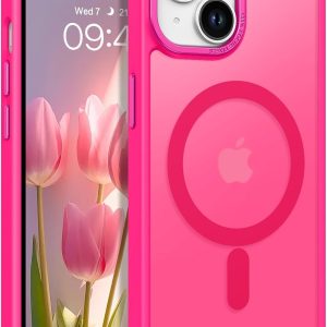 BENTOBEN for iPhone 15 Case, Magnetic iPhone15 Phone Case Compatible with MagSafe, Translucent Matte Magnetic Cover Shockproof Women Girl Protective Cute Case for iPhone 15 6.1", Hot Pink
