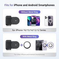 Magnetic Smartphone Shooting Holder Phone Hand Grip Handle Snap On Phone Stand with Tripod Mount & Wireless Shutter Remote for iPhone 16 15 14 13 12 Pro Max Android Cellphone Vlog Video Photography - Image 5