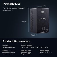 SMALLRIG V Mount Battery VB99 SE, 99Wh / 6800mAh V Mount Battery with 65W Output, 2.5H Full Charge, with USB-C, D-TAP, USB-A, Dual DC Ports, OLED Screen, for Camera, Camcorder, Monitor, Video Light - Image 9