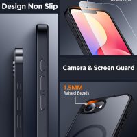 SPIDERCASE Designed for iPhone 16e Case, Magnetic Translucent Matte Case with 2PCS Tempered Glass Screen Protector Anti-Scratch Anti-Fingeprint Slim Phone Case for iPhone 16E 2025 6.1'', Black - Image 4