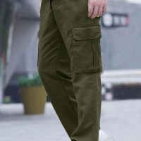 Comdecevis Men's Casual Cargo Pants Workout Joggers Stretch Sweatpants Hiking Drawstring Tactical Pants with Multi Pockets - Image 7