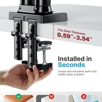 HUANUO Dual Monitor Stand - Full Adjustable Monitor Desk Mount Swivel Vesa Bracket with C Clamp, Grommet Mounting Base for 13 to 32 Inch Computer Screens - Each Arm Holds 4.4 to 19.8lbs - Image 4