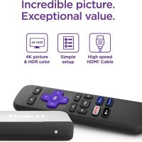 Roku Premiere Streaming Media Player HD/4K/HDR Simple Remote and Premium HDMI Cable, Black & Bundle Swanky Cables HDMI Cable, 3920R - Image 2