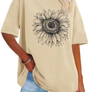 Womens Oversized Tshirt Graphic Tees Crew Neck Summer Short Sleeve Loose Fit Tops
