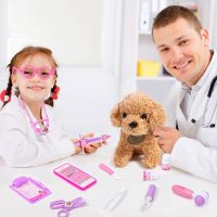 Meland Toy Doctor Kit for Girls - Pretend Play Doctor Set with Dog Toy, Carrying Bag, Stethoscope Toy & Dress Up Costume - Doctor Play Gift for Kids Toddlers Ages 3 4 5 6 Year Old for Role Play - Image 7