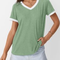 AUTOMET Womens Short Sleeve T-Shirts Summer Tops Casual Soft Tunic V Neck Basic Workout Clothes Spring Fashion Outfits 2025 - Image 2
