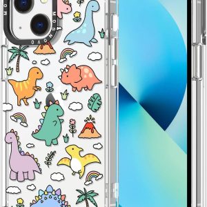 MOSNOVO Case for iPhone 13, [Buffertech 6.6ft Military-Grade Drop Protection] [Anti Peel Off Tech] Clear TPU Bumper Phone Case Cover Design - Dinosaur Land