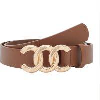 Women Belt for Jeans Pants Dress Faux Leather Cinch Waist Belt for Ladies with Gold Buckle - Image 2