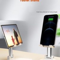 Table Cell Phone Stand, Fully Forldable Desk Mobile Phone Holder Stand, Angle Height Adjustable Desktop Tablet Holder for iPhone15 14 13 12 11 Pro XS Max XR 8 7 6S Plus, S20+Note10, Tablets, White - Image 3