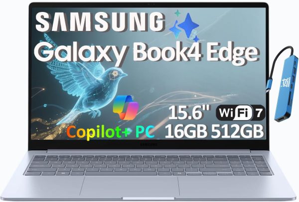 Samsung Galaxy Book4 AI Business Laptop (15.6" FHD Anti-Glare, Snapdragon X (> i7-1255U), 16GB DDR5, 512GB Storage) Copilot+ PC, Fingerprint, Wi-Fi 7, 28-hr Long Battery, Win 11 Pro, NP750XQB