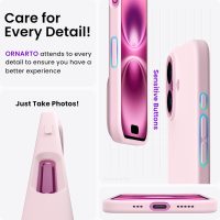 ORNARTO Compatible with iPhone 16 Case 6.1", Slim Liquid Silicone 3 Layers Full Covered Soft Gel Rubber Shockproof Phone Case, Protective Cover with Anti-Scratch Microfiber Lining-Chalk Pink - Image 5