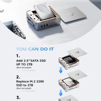 KAMRUI GK3 Plus Mini PC 16GB RAM 512GB M.2 SSD, Intel 12th Alder Lake N95 (up to 3.4GHz) Micro PC, 2.5''SSD, Gigabit Ethernet, 4K UHD, WiFi, BT, VESA/Home/Business Mini Desktop Computer - Image 4