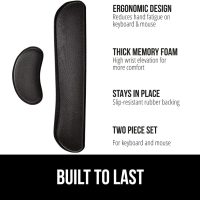 GORILLA GRIP Silky Gel Memory Foam Wrist Rest for Computer Keyboard, Mouse, Ergonomic Design for Typing Pain Relief, Desk Pads Support Hand and Arm, Mousepad Rests, Stain Resistant, 2 Piece Pad, Black - Image 2