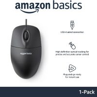 Amazon Basics 3-Button USB Wired Mouse with Scrolling and Tracking - Standard, Black - Image 2
