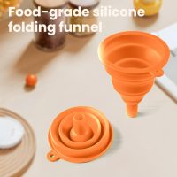 3-Piece Kitchen Collapsible Funnel Set, Small Medium & Large, Food-Grade Silicone Funnels for Perfume, Capsule Filling, Oil Filtering, Spice Pouring, Easy Storage & Cleaning (Orange) - Image 2