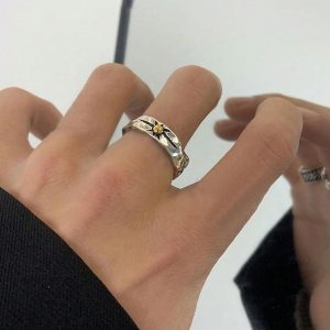Retro Sunburst Star Design Adjustable Open Ring Vintage Style Jewelry