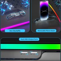 KeiBn Upgraded Gaming Laptop Cooler Pad with 9 Quiet RGB Fans, Cooling Pad for 15.6-17.3 Inch Laptops with 7 Height Stands, 2 USB Ports, Phone Stand-Blue - Image 7