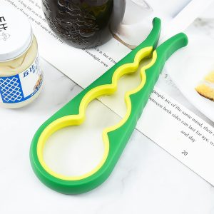 4-in-1 Multi-Functional Bottle Opener: Non-Slip Rubber Grip, Ideal for Home, Restaurant, and Seniors with Weak Hands（Green）