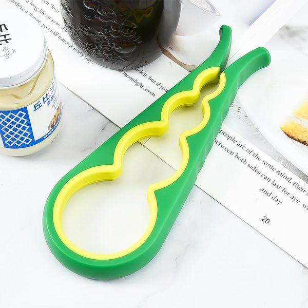 4-in-1 Multi-Functional Bottle Opener: Non-Slip Rubber Grip, Ideal for Home, Restaurant, and Seniors with Weak Hands（Green）