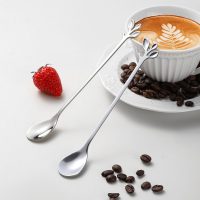 Silver Coffee Spoons Set of 2, Stainless Steel Teaspoon, Dessert Spoons, 6.54in, Leaf-shaped Handles, Suitable for Desserts, Coffee, Tea, Fruits. - Image 3